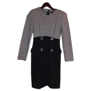 🔴  SALE VTG All that Jazz Black and White Houndstooth Dress